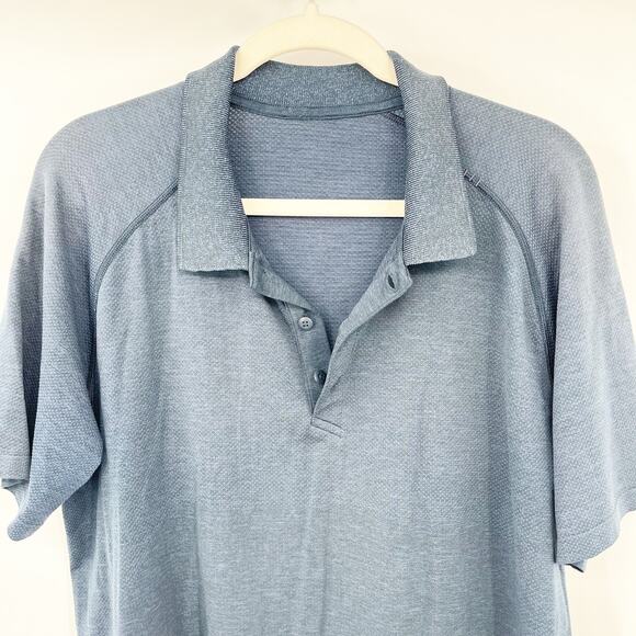 Lululemon Mens Athleisure Active Metal Vent Tech Polo‎ Shirt Night Sea Blue XL - Picture 3 of 6